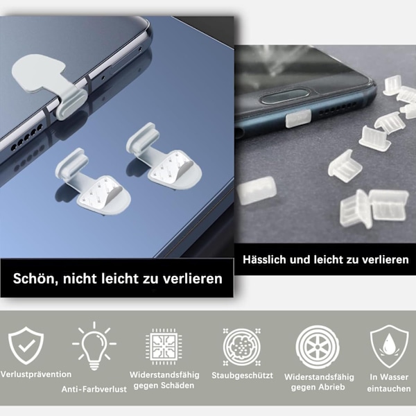 Mobiltelefoncover 7 stk. støvbeskyttelse, støvpropper, USB-C/Lightning