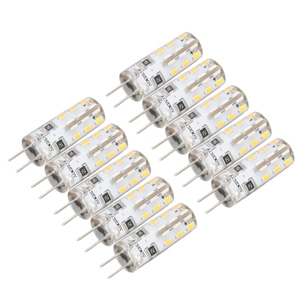 10 kpl G4 LED-lamppuja Bi Pin -kannalla, silikoninen, lämmin valkoinen 3000K, 1,5W