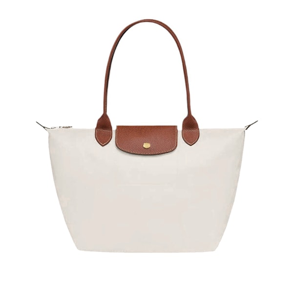 Ny Longchamp Le Pliage Tote Reseaxelväska Nylon Stor & liten Vit