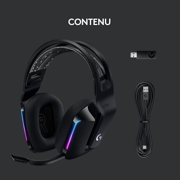 Gamingheadset - Trådlöst - LOGITECH G - G733 LIGHTSPEED - Svart