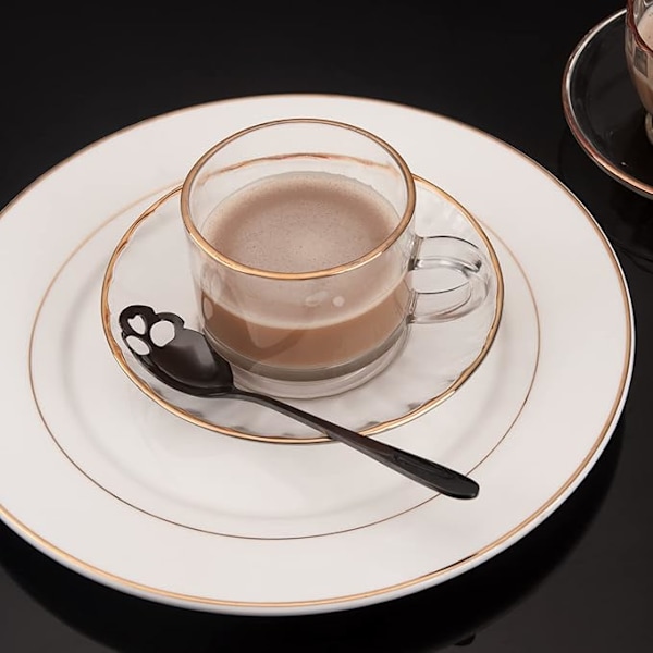 15,2 cm sort kranieske, sæt med 6 skelet teskeer kranie i rustfrit stål sukkerske, kaffe- og teomrøringsske, cool mørkt moderigtigt design