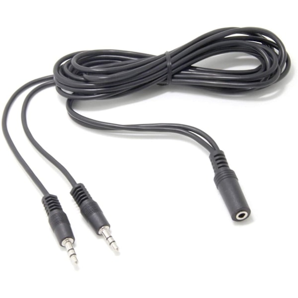 2 stk. 3,5 mm hun til 2 han Y Splitter Audio kabel 1,5 meter Sort