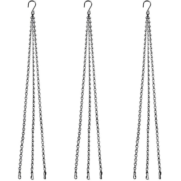 Sunrain Hanging Basket Chain, 3 Sets Metal Plant Hanging Chains with Clips Compatible with Flower Pots, Planters