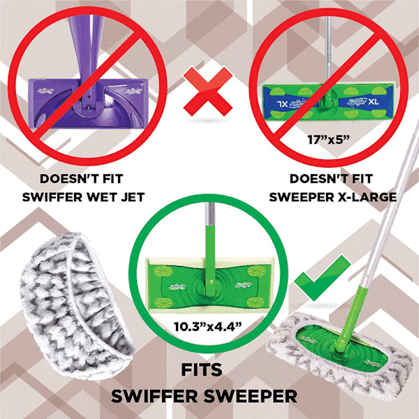 Passer til Swiffer Sweeper flad moppe våd og tør klud sæt moppehoved tilbehør rengøringsklud 2 stk