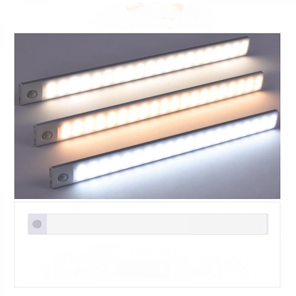 USB Oppladbar 30cm 60 LED Magnetisk Bevegelsessensor Nattlys, Auto På/Av. Bærbar, Trådløs, Festes Hvor Som Helst For Skap, Garderobe, Klesskap A927-