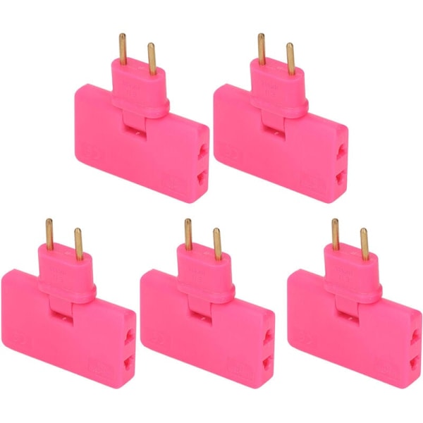 5-pack Langaton EU-pistorasiasovitin 180 astetta jatkojohto 1-3 EU-pistorasiaadapteri 110-250V Ruusunpunainen