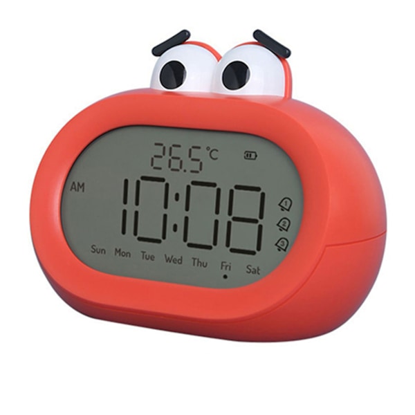 Children's Watch Cartoon Cute Intelligent Battery Powered Digital LED Electronic Clock with Night Light Red