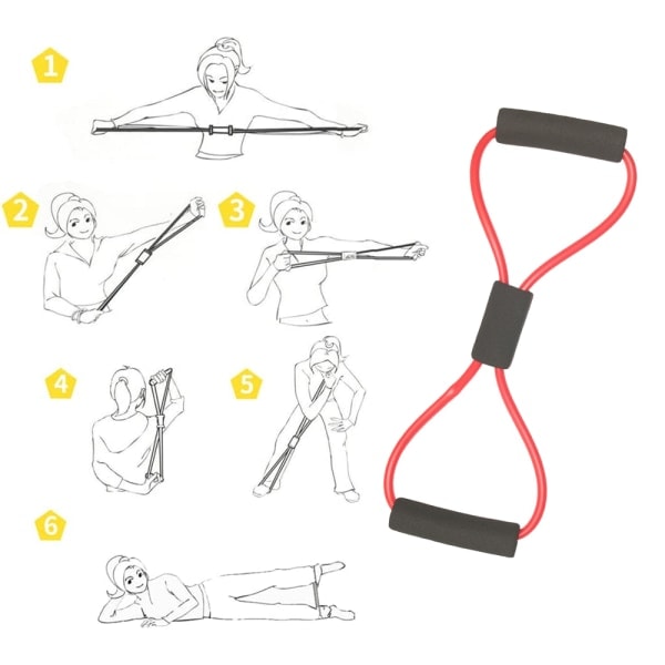 Figur 8 träningsband - Elastiskt band för arm-, axel- och ryggträning för kvinnor, enkel fitness