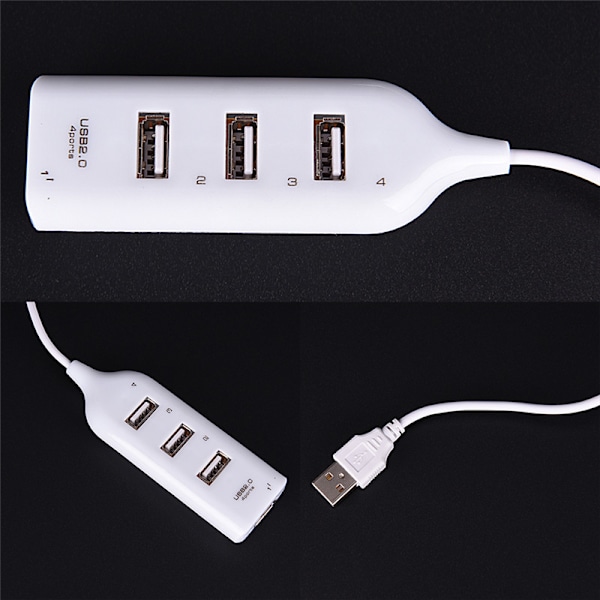 Kuuma USB 2.0 Nopea 4 Portin Jakaja Hub Adapteri PC Compu Valkoinen