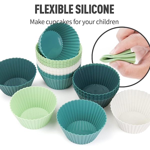 Silikonbakmuffinsformar, återanvändbara non-stick, original Rainbow vibrerande silikon cupcakeformar