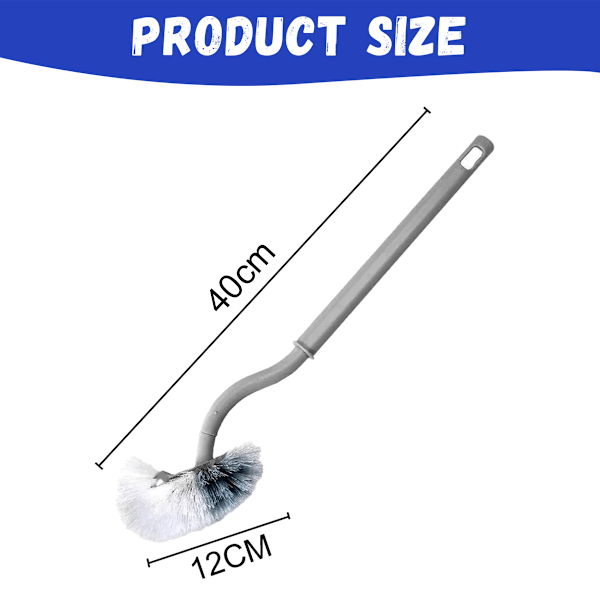 Toiletbørste til badeværelse, buet design til dyb rengøring under kanten, enkel og kompakt toiletbørste