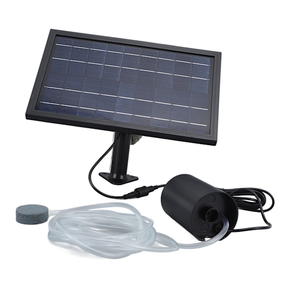 Solcelled luftpumpe med 2 boblestein, slange, 8W 10V 2400mAh ABS og polysilicium sol oksygenpumpe for dam, basseng