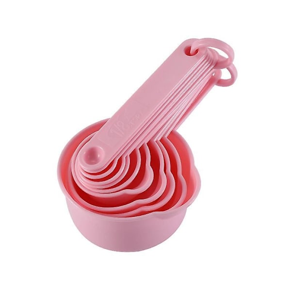 8 stk./sett Rosegull Måleskjeer og Målekopper Sett Retro Bake Måleverktøy Med Skala Rustfritt Stål Kjøkkentilbehør Gadget