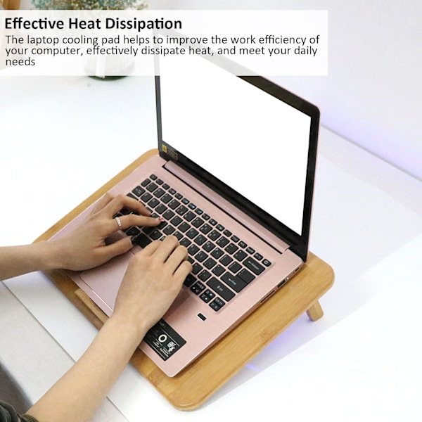 Laptop køleplade 2 niveauer justerbar vinkel bambus materiale ergonomisk design bærbar dobbelt ventilatorer laptop stativ