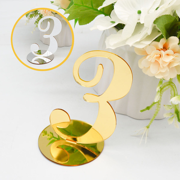Wedding Table Numbers With Holder Base Acrylic Gold Silver Table Sign Seating Card