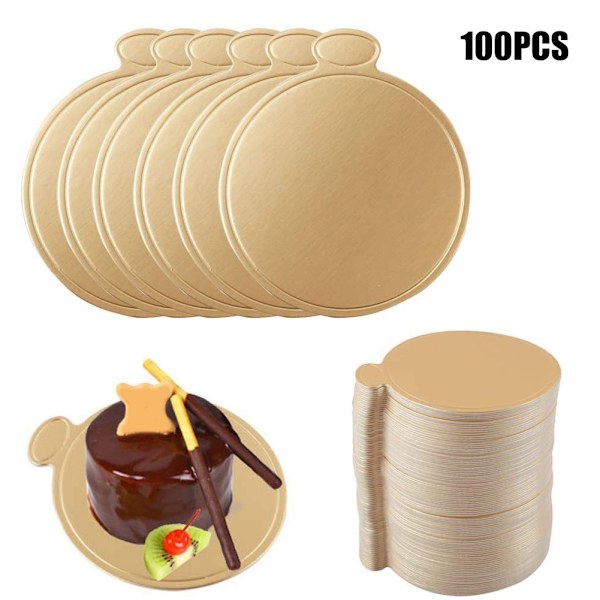 Pienet kakkupohjat pahvilaatikossa 100 kpl Golden Mousse -kakkualustat Kakku paperilautaset Jälkiruoka-alustan pohja häihin ja syntymäpäiville