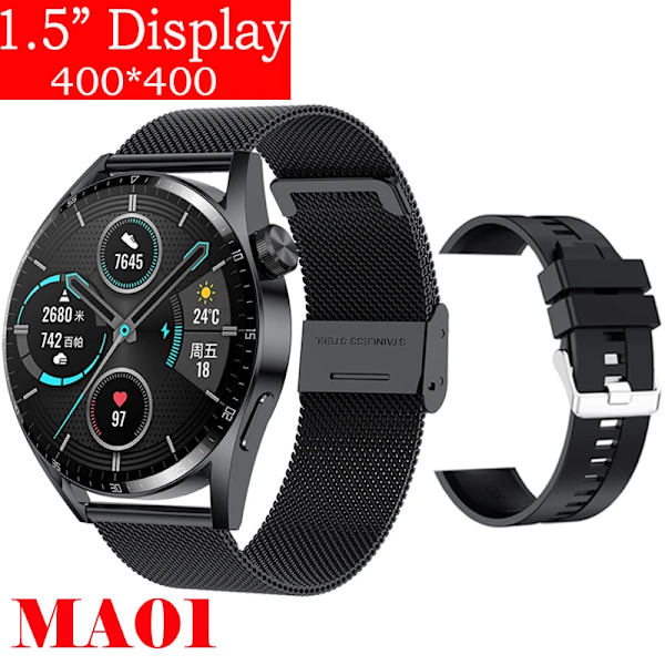 Ny Smartklocka Herr Android GT3 IP68 Vattentät NFC Smartwatch Trådlös Laddning Bluetooth Samtal Herrklocka för Bl Me-Bl Si