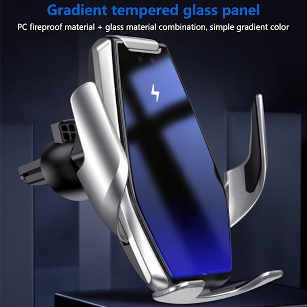 Trådløs billader, 15W hurtiglading bilmonteringslader Auto-Clamping Air Vent Telefonholder Kompatibel med IPhone 11Pro/Max/XR/11/X/8, Samsung