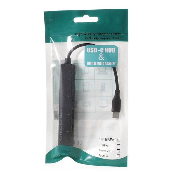 GT-129 Type-C -sovitin HUB 3 USB-C -portilla ja 3,5 mm:n audioportilla