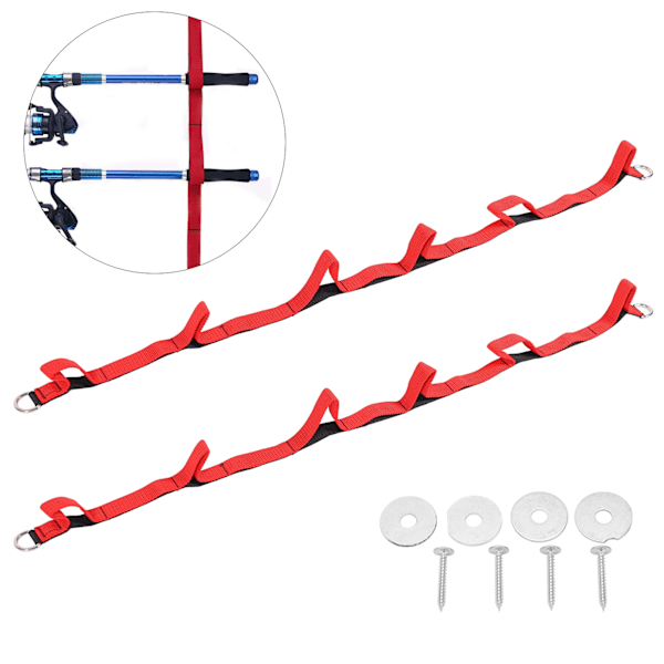 Vägg- och takmonterad fiskespöhållare Rem Webbing Fiske Spö Överliggande Väggfäste Hållare Organizer
