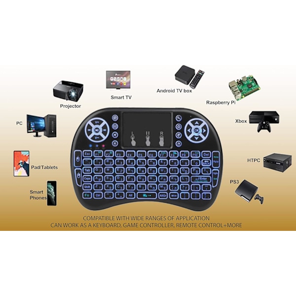 Trådlöst Mini-tangentbord Fjärrkontroll Pekplatta Mus Combo Controller med RGB-bakgrundsbelysning för Smart TV Android TV-box PC IPTTV 2,4 GHz