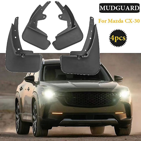 4 st Svarta Stänkskydd för Mazda Cx-30 Cx30 2024-2024 Stänkskydd Stänkskydd Bilskydd Hjul