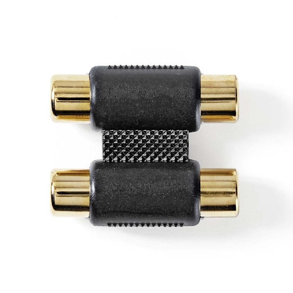Stereo Audio Adapter | 2x RCA Hun | 2x RCA Hun | Gullbelagt | Rett | ABS | Antrasitt | 1 stk. | Eske