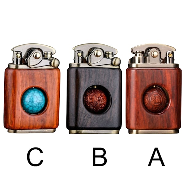 Træmønster lighter Mellemroterende kugle Antistatisk bærbar retro lighter