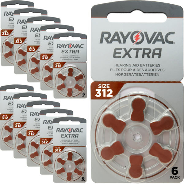 312 RAYOVAC EXTRA - 60 stk. høreapparatbatterier