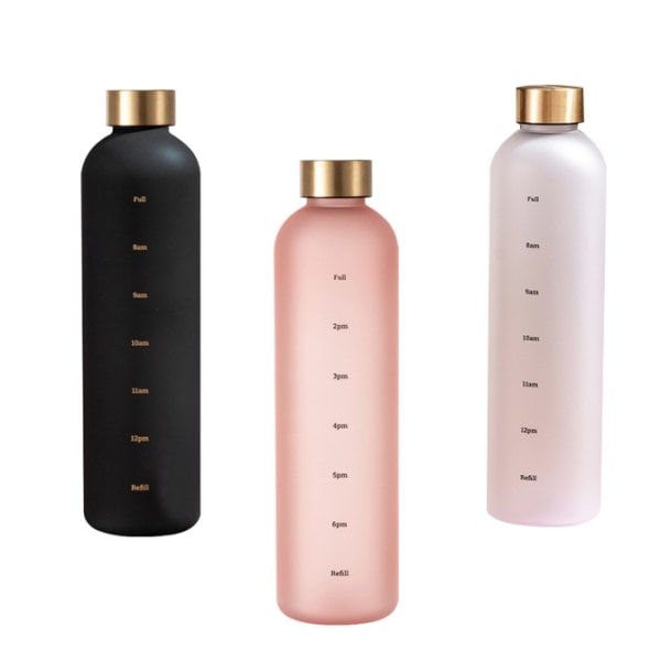 1 liters vattenflaska med tidsmarkör svart