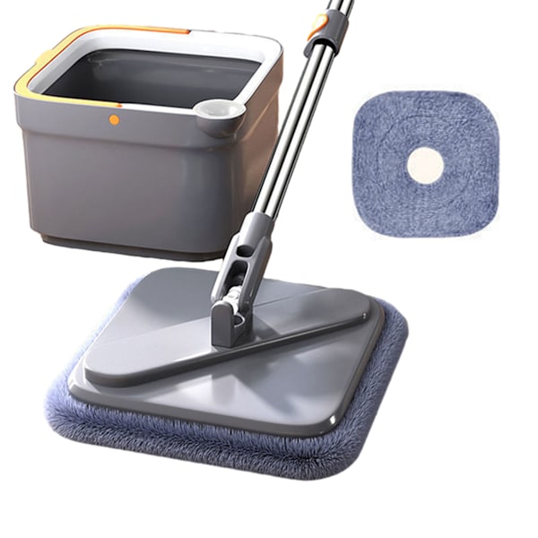 Integrated Flat Mop with Bucket Hangable Design Rotating Wash Mop for Living Room