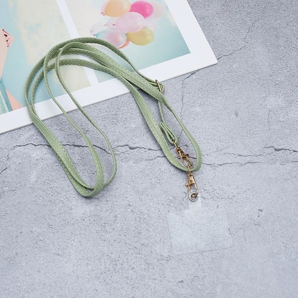 Universal crossbody-halsrem i læder med transparent pude - Lysegrøn