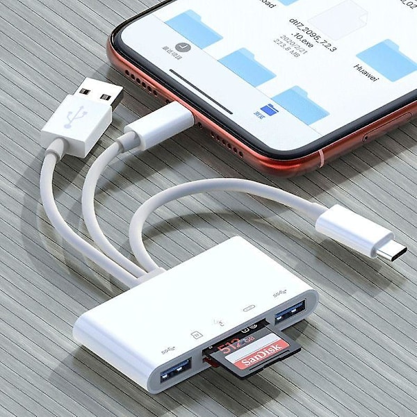 3-i-1 Type-C USB 3.0 Hub SD/TF-kortläsare Multifunktionell Dockningsstation Höghastighetsdataöverföring USB OTG-adapter för iPhone Android