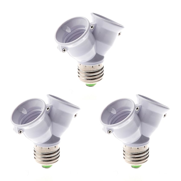 3x E27 1 til 2 E27 LED Lampe Adapter Konverter Splitter Shunt Base Sokkel