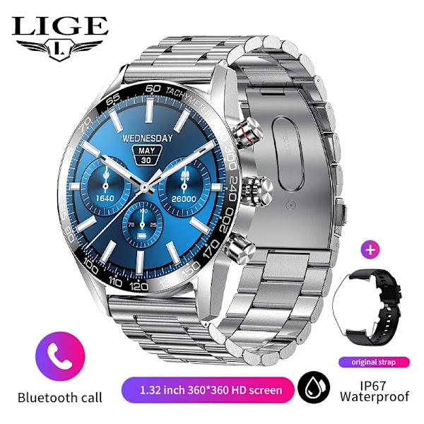 LIGE Smarture til mænd Smart Watch Bluetooth Opkald Smartwatch Mode Business Ur Nyt Smartband Mand Reloj 360 360