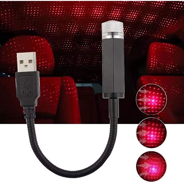 USB Stjerneprojektor Nattelys, Justerbar Romantisk Stjerneprojektor Billamp, Bærbar Atmosfærisk Dekorativ Automatisk Kuppellampe