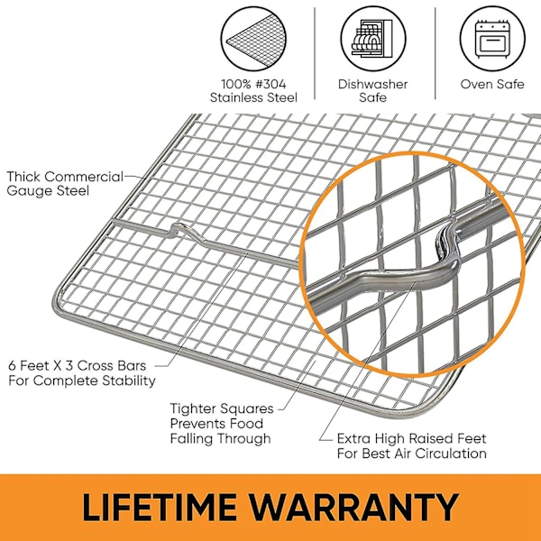 Avkjølingsrist og bake rist, passer til kvartsplate, rustfritt stål, tråd bake kjeks bacon rac