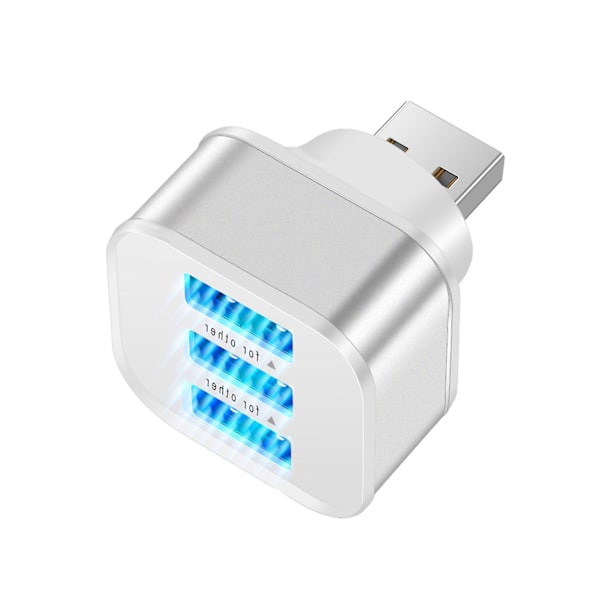 USB-ladestasjon Power Expander med 3 porter og indikatorlampe Mobiltelefonlader fw