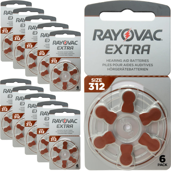 312 RAYOVAC EXTRA - 60 stk. høreapparatbatterier