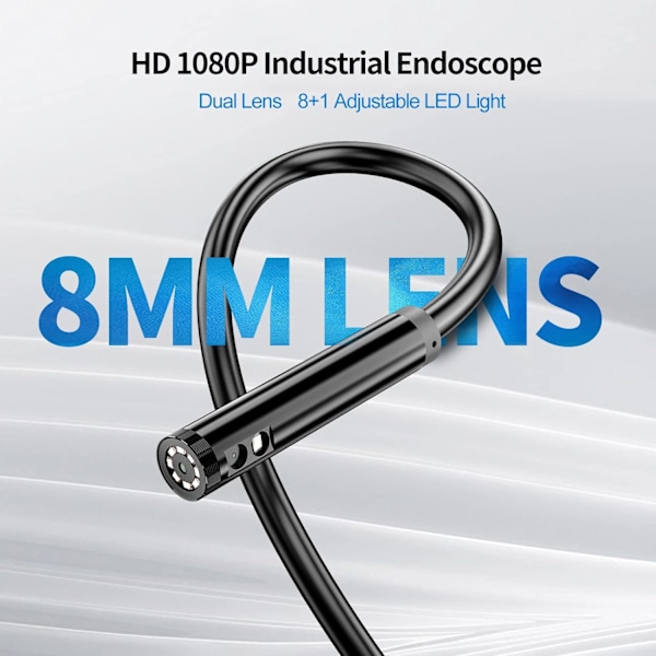 Industrielt endoskop, dobbelt hoved endoskop inspektionskamera, 1080P HD dobbeltobjektiv digitalt endoskop, 4,3 tommer LCD-skærm, IP67 vandtæt (2M)