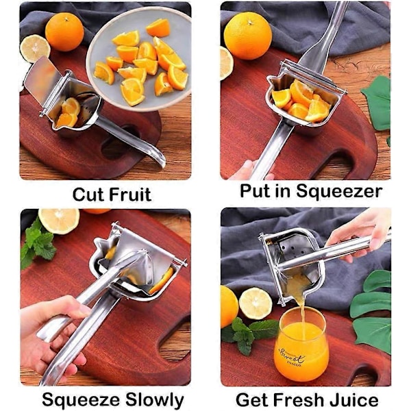 Citronpresser i rustfrit stål - Manuel saftpresser til citroner, appelsiner, lime, grapefrugt, vandmelon m.m.