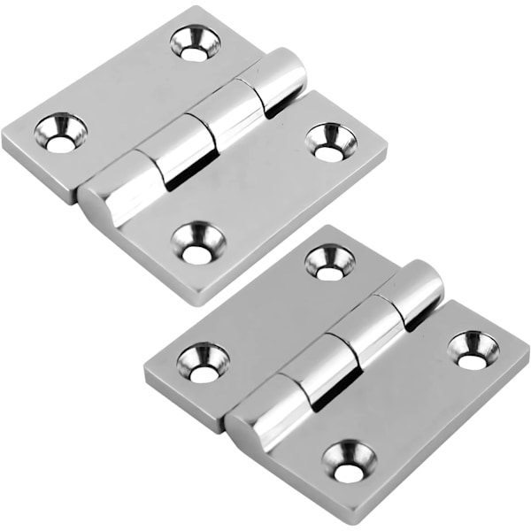 2 pcs 50 mm x 50 mm Door hinge in polished stainless steel, SUS