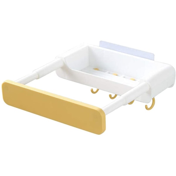 Pull-out shelf without holes Concealed sink rack for kitchen bathroom (yellow),