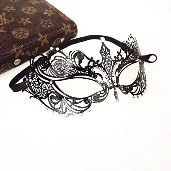 Maskerademaske til kvinder Ultralet Metalmaske Skinnende Metal Rhinestone Venetiansk Smuk Fest Aften Ball Maske. Sol Muster