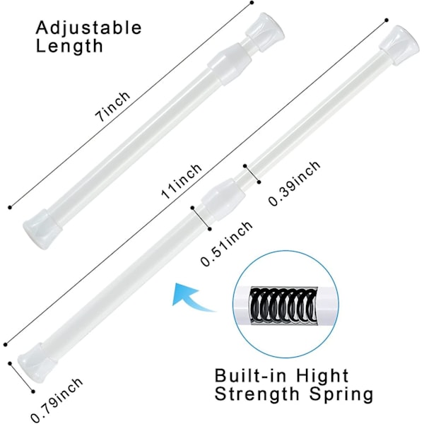 pcs Spændestang (Hvid, 7\"-11\") Vindue Spændestænger Ingen Boring Rustfri Fjeder Justerbar Spændestang til Døre Vindue Visker Støttestang
