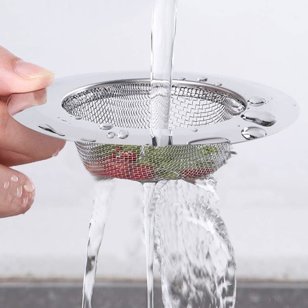2-pack rostfritt stål diskbänksfilter, 7,5 cm avloppssil, handfat