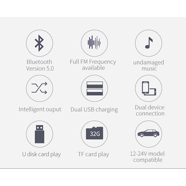 INF FM-transmitter til bil - Bluetooth-adapter med QC3.0 billader