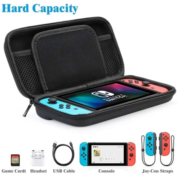 Hård Opbevaringstaske Nintendo Switch/Switch OLED Kompatibel Sort sort
