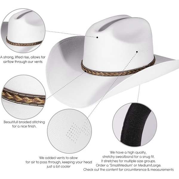 Cowboyhatt Stetson-stil Sommar Western Ridning Bred Brätte Cap Bla