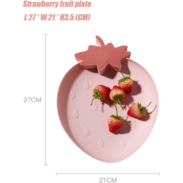 Jordbær Plastbrett Snackstallerkener Kjøkkenskåler, 2-pakning Plasttallerkener Serveringsfat Matbrett Dekorative serveringsbrett for godteri, frukt